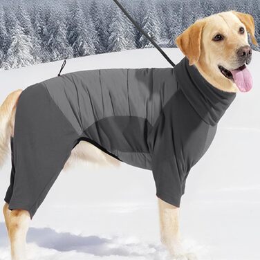 Зимовий теплий одяг для собак - теплий зимовий одяг з високим коміром, регульований, для малих, середніх та великих собак, для прогулянок, походів, кемпінгу (Сірий M)