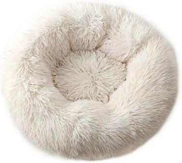 Кругле ліжко для собак та котів Chickwin: м'яке, плюшеве, тепле, 80 см, біле