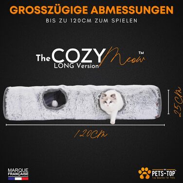 Туннель для котів XXL PETS-TOP – великий тунель для котів – шуршачий тунель – інтерактивна іграшка для котів – з м'якого плюшу