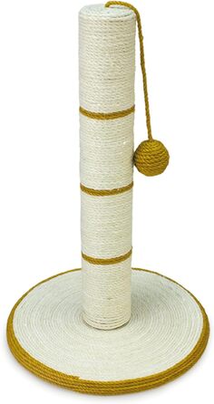 Кігтеточка для котів ARQUIVET з м'ячиком - біла та золота, 30x30x46 см, іграшка для котів