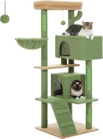 Драбина для котів PETEPELA 143 см з подушкою, когтеточкою та будиночком для котів - велика, зелена