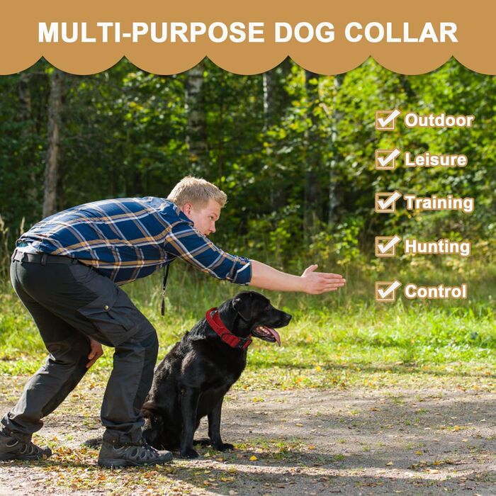 Нашийник для собак Vivi Bear тактичний, регульований, з контролем, нейлон, неопрен, для великих собак, червоний, розмір L