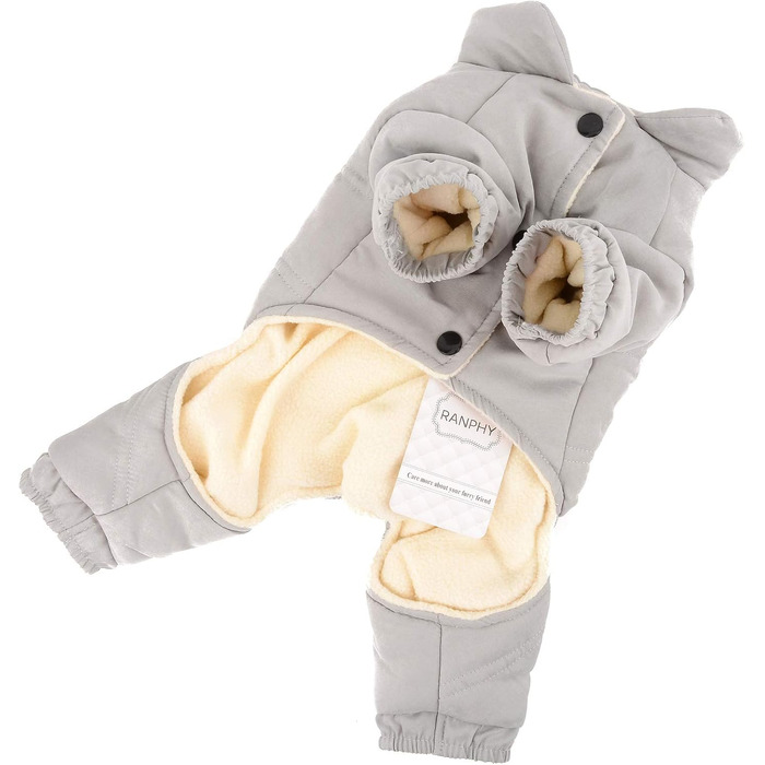 Теплий махровий халат для маленьких собак та котів, халат-піжама для чихуахуа, теплий флісовий халат, осінньо-зимовий одяг для собак, розмір XXL (спина 40 см, груди 52 см), сірий