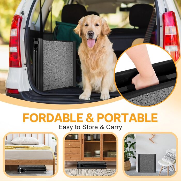 Рампа для собак до автомобіля, складана, до 115 кг, з антиковзким килимком, для вантажівок та SUV, великі та середні породи