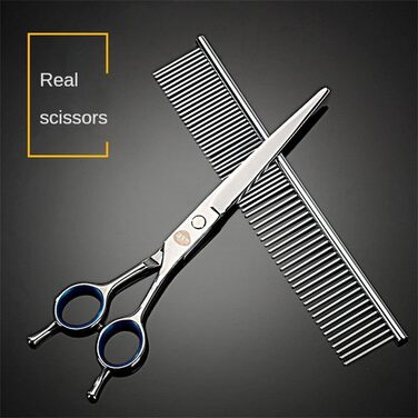 Набір професійних ножиць для собак, 4 в 1: ножиці для фінальної обробки, прямі ножиці, вигнуті ножиці, гребінець. Виготовлено з нержавіючої сталі. Підходить для собак, котів та інших домашніх тварин.