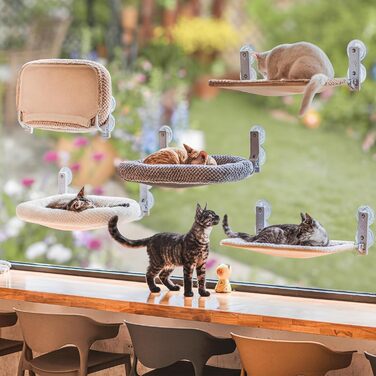 Котів гамак для вікна EDAGNY: м'який, розкладний, сірий, до 18 кг