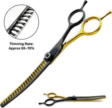 Професійна філірувальна ножиця Profi 7,5 дюймів для собак, котів та інших домашніх тварин. Ножиці для грумінгу з регульованим гвинтом, нержавіюча сталь 440C (тонке розрідження 60%-70%)