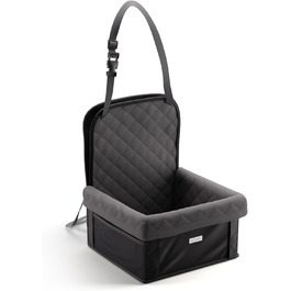 Автокрісло для собак середніх та маленьких порід Gütewerk, стабільне, з безпечною шлейкою, для переднього сидіння, темно-сіре