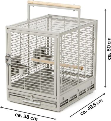 Транспортна клітка Montana Cages EVO для папуг і хвилястих папужок, платиновий колір, переноска для птахів