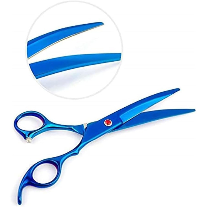 Професійні ножиці для грумінгу собак, набір для догляду за шерстю, прямі та зігнуті ножиці, 18 см, блакитні