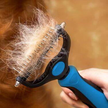 Гребінець для вичісування собак та котів, інструмент для грумінгу, видаляє ковтуни та вичісує шерсть (17+9 зубців, двосторонній)