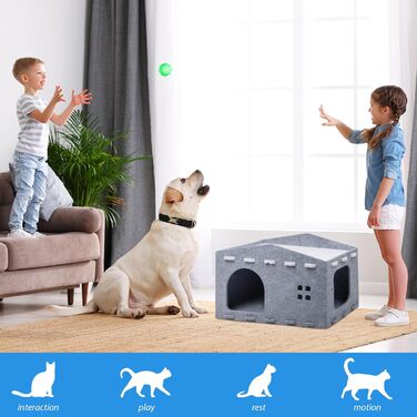 Кішка Будиночок з Фельту, Лежанка для Кішки - Знімний Будиночок, Теплий та Зимостійкий, Захист Кігтів, 52 x 32 x 31 см, Сірий