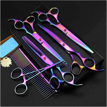 Набір професійних ножиць для грумінгу собак та котів, ножиці для стрижки, прямі та зігнуті, для цуценят