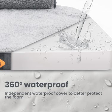 Ортопедичне ліжко для собак Laifug з memory foam, вологостійке, знімний чохол, неслизьке дно, сіре – для літніх та хворих собак