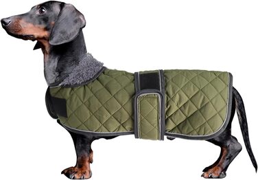 MOREZI Зимовий одяг для собак - теплий водонепроникний пуловер для такс з вовняним утеплювачем та регульованими ременями, теплий зимовий одяг для маленьких собак, зелений, S (довжина спини: 36-38 см)