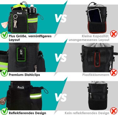 Сумка для ласощів для собак з дозатором пакетів для відходів та тримачем для пляшки, три способи носіння, зелена