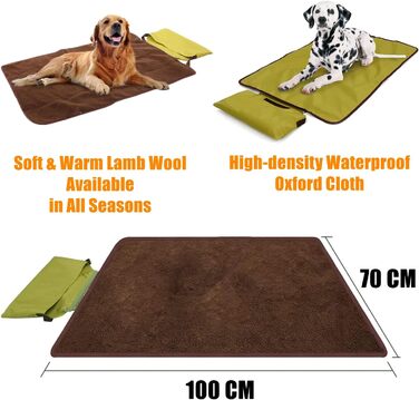 Водонепроникний килимок для тварин Bangminda 100x70 см з сумкою - ідеально для подорожей та кемпінгу (для собак, котів)