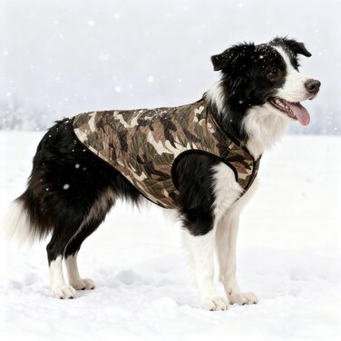 Водонепроникний теплий зимовий камуфляжний теплий куртка для собак з блискавкою. Зелений зимовий теплий камуфляжний теплий куртка для середніх собак.