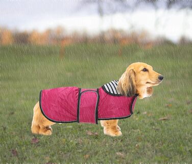 Дощовик для собак Geyecete, рожевий, розмір M (довжина спини 42-45 см), регульований, з відбиваючими елементами