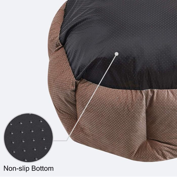 Кругле ліжко для котів та маленьких собак, зручне, з антиковзким покриттям Twill, коричневе, машинне прання