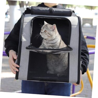 Рюкзак-переноска для котів Garvalon з дихаючого Оксфорду, великої місткості, практичний, для транспортування котів та маленьких домашніх тварин, з боковими кишенями, зручний та міцний для подорожей