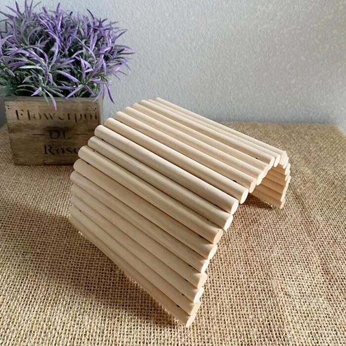 Дерев'яна драбина для кроликів та шиншил з 3 трав'яними килимками Hamiledyi, іграшка для гризунів, тунель/притулок/рампа, роздільник, килимки для кроликів, 26.4x7.9+3 шт.