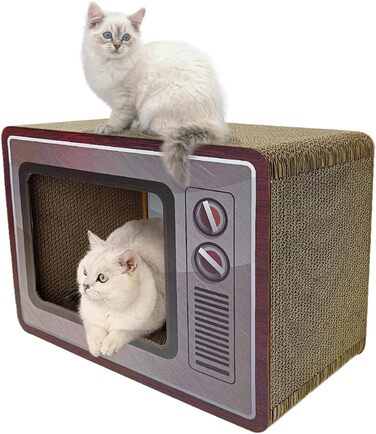 Кігтеточка-будиночок для котів Heikoeco® 2-в-1, форма телевізора, з ігровою поверхнею, з якісного картону, захист від подряпин