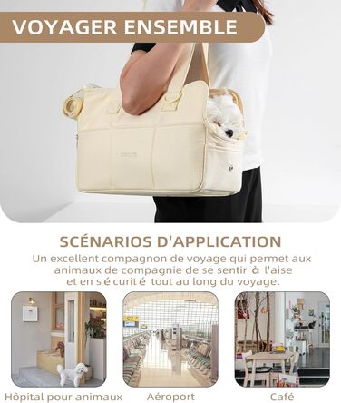 Сумка-переноска для котів, собак, цуценят, дихаюча та складана, для подорожей, на плече, ручна сумка для маленьких тварин, вантажопідйомність до 3 кг (маленька, бежева)