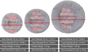 Кругла лежанка для собак та котів, лежанка-доннат, 80 см, світло-коричнева