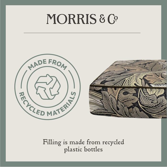 Матрац для собак Rosewood x Morris & Co. великого розміру, бордовий колір, товсте наповнення, неслизьке дно, можна прати, з принтом William Morris (Acanthus), середній розмір