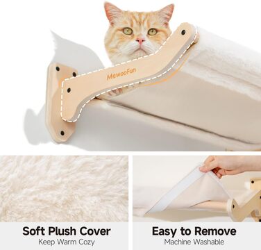 Кішка лежанка на стіну MEWOOFUN, 52x32 см, знімний чохол