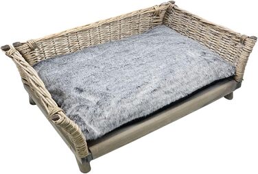 Собаче ліжко UNUS з ротангу, кутовий диван для собак L 80 x W 50 x H 30 см, знімний поліестерний подушка, підходить для всіх порід собак