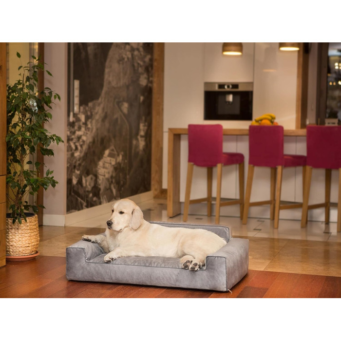 Ліжко для собак та котів, корзина XXL, сірий колір, знімний чохол, 116x78 см