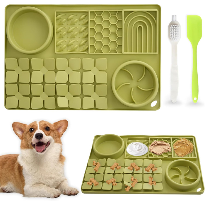 Силіконова килимок-головоломка для собак з присосками, Slow Feeder для цуценят та дорослих собак, антиковзаюча миска для повільного годування, зняття стресу та нудьги