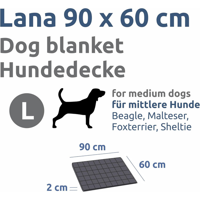 Килимок для собак your GEAR Lana, 90 x 60 см, бавовна Oeko-TEX, м'який, міцний, пральний, для дому та вулиці