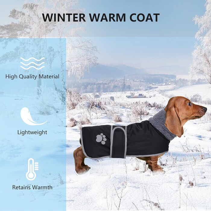Зимовий теплий одяг для такси - теплий зимовий одяг для собак, водонепроникний, вітронепроникний, з отвором для повідка, чорний, розмір M (довжина спини 42-45 см)
