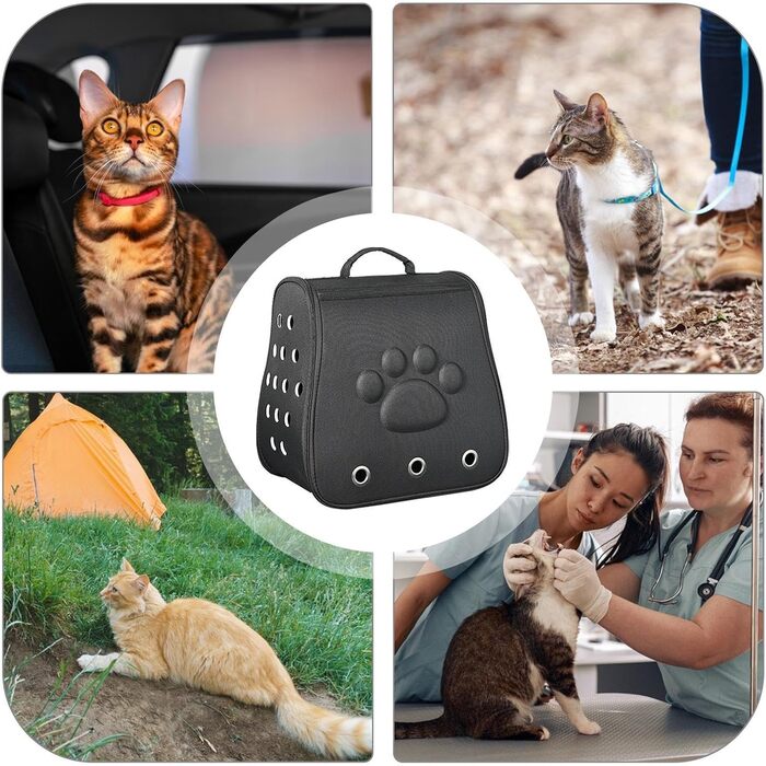 Чорна переносна сумка-переноска для котів та собак, зручна для подорожей | Переноска для тварин з вентиляцією