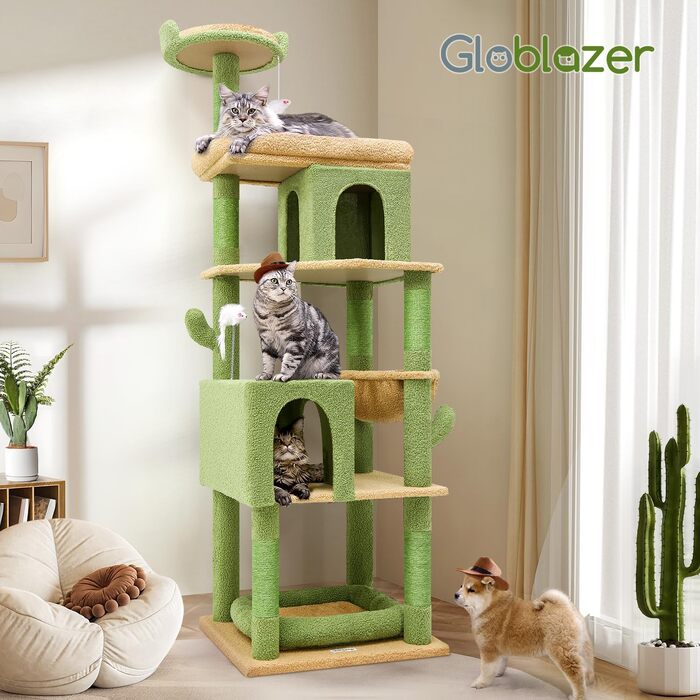 Комплекс для котів Globlazer Grün XXL для великих порід (Мейн-кун), 183 см: подрядник, будиночок, лежанка