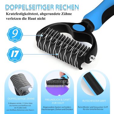 Набір для грумінгу собак великих порід Slicker Bürste Hund – 3 предмети: щітка Slicker, гребінець для підшерстка та гребінець з нержавіючої сталі. Підходить для довгошерстих собак та котів (Голден Ретрівер, Лабрадудль, Пудель)