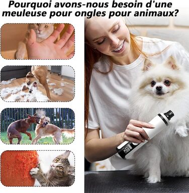 Електричний триммер для собак, котів та інших тварин з напилком, 2 LED-ліхтарики, 3 швидкості, безпечний