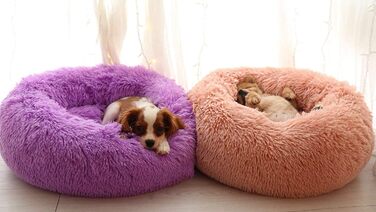 Розкішне ліжко для собак та котів з м'якого хутра, машинного прання, самонагріваюче, з м'якою подушкою, для середніх та великих тварин (XL: 100 см, фіолетовий)