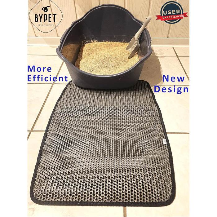 Килимок для котячого туалету BYPET, 58 см, круглий, вологостійкий, з дизайном 