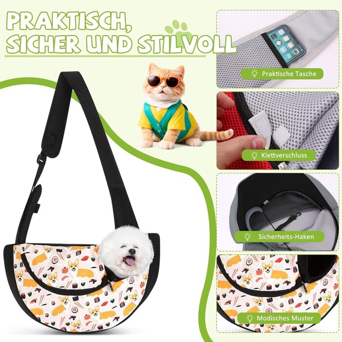 Сумка-переноска для собак та котів ALLOPET, бежева, для маленьких порід, для активного відпочинку та кемпінгу