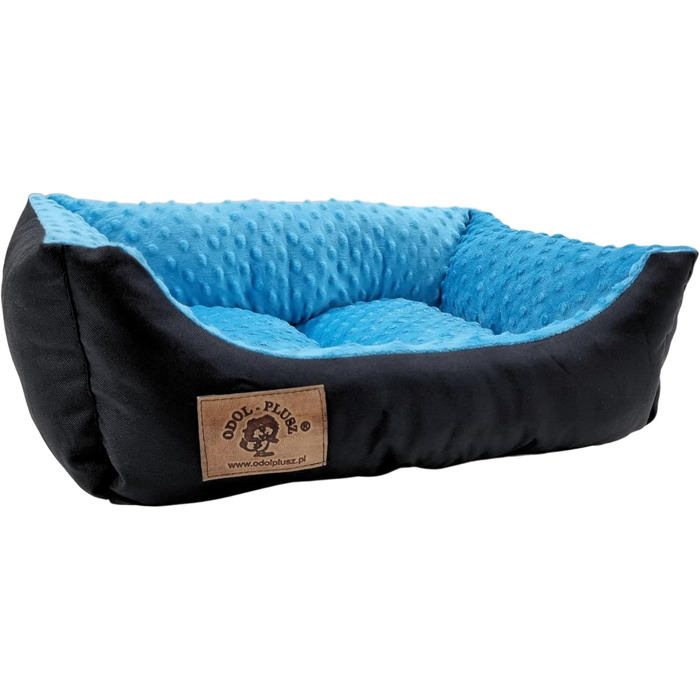Ліжко для собак Odolplusz: корзина, диван, ліжко для маленьких собак. З силіконовими кульками, гіпоалергенне, 50x40 см (чорний + м'який блакитний)