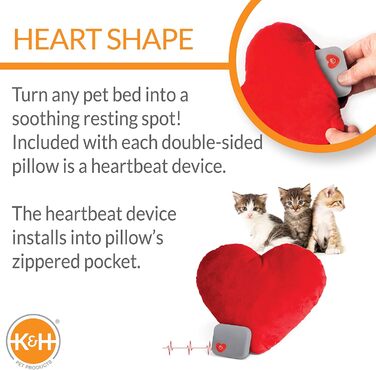 Плюшеве котеня K&H Pet Products з імітацією серцебиття, заспокійлива іграшка для котів, червоне, 15,2 см