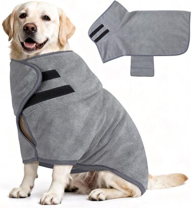 Рушник для собак Extra Saugfähig: Швидковисихаючий халат для собак з клямками, з мікрофібри, для великих, середніх та маленьких собак (XL)