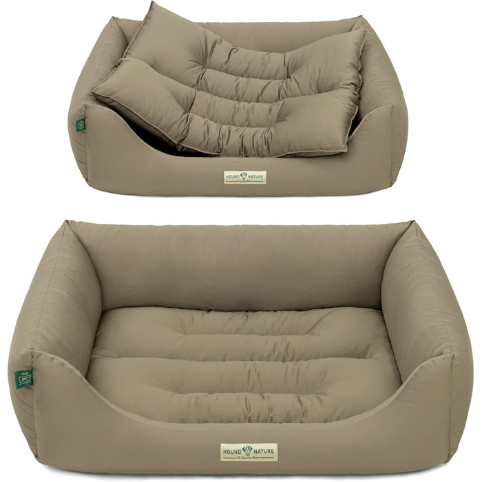 HOUND & NATURE: М'яке ліжко для собак середнього розміру Bern, 95x70 см, Taupe | Ліжко для собак, м'яке, кушетка, лежанка, перемикається, зручне, миється