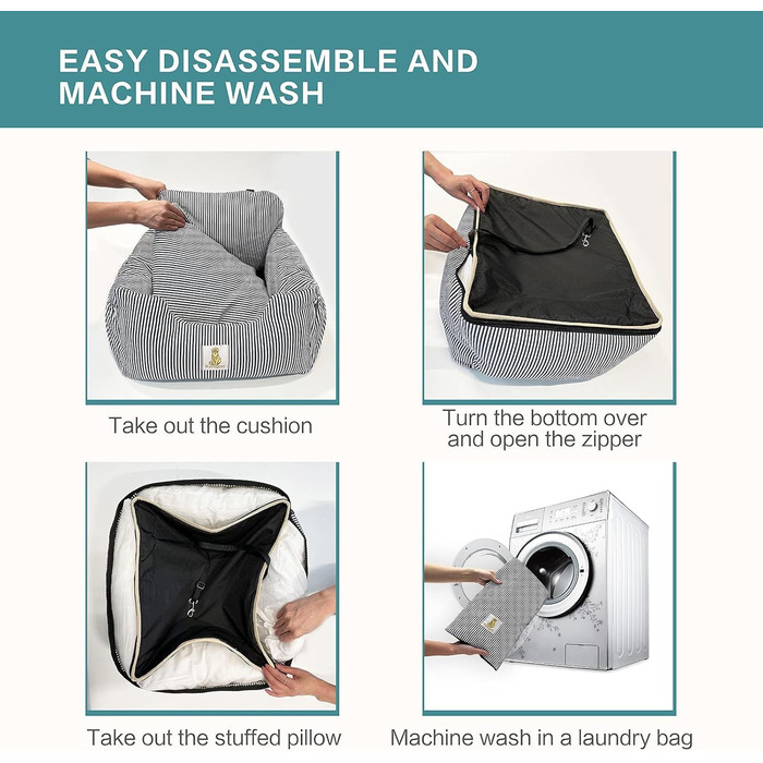 Автокрісло для собак маленьких порід, знімний та миючий чохол, підвищення для цуценят з кишенями для зберігання та страхувальним ремінцем, неслизьке дно, для авто та дому, чорний