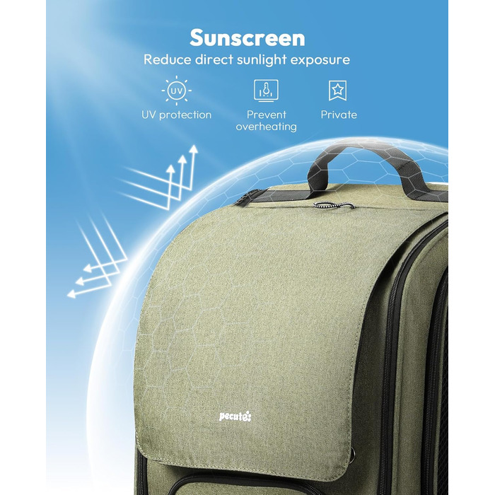 Рюкзак для кота Pecute Bubble з сіткою, портативний та складаний, для собак та котів, (42*32*26см), темно-зелений