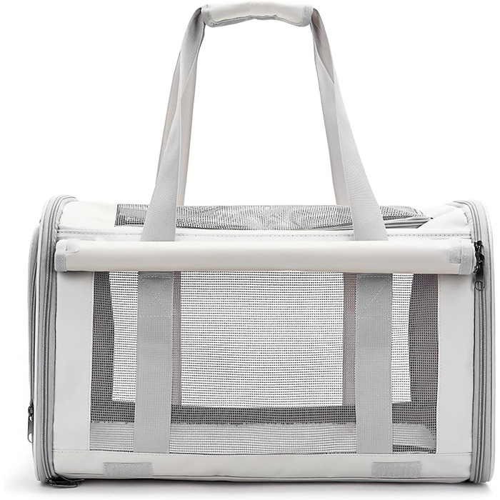 Транспортна переноска для собак та котів PETCUTE, складана, з внутрішнім ременем безпеки, схвалена авіакомпаніями, дихаюча, для подорожей та прогулянок, бежева